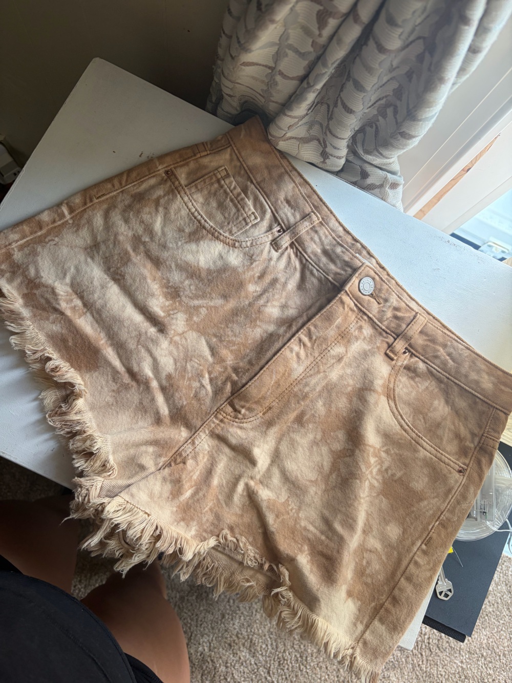 PacSun Women's Tan Tie-Dye High-Rise Denim Shorts